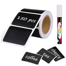 Chalkboard Labels, Joyoldelf 150Pcs Waterproof Reusable Blackboard Stickers Kit for Kitchen Organize with 1 White Chalk Pen, Removable Label Sticker