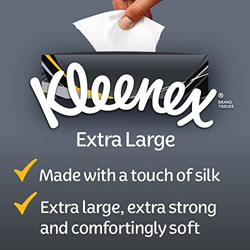 Kleenex Kleenex Extra Large Facial Tissues, 100% Recyclable Packaging, 24 Compact Tissue Boxes (1056 Tissues) 2