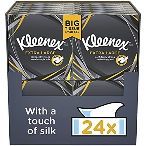 Kleenex Kleenex Extra Large Facial Tissues, 100% Recyclable Packaging, 24 Compact Tissue Boxes (1056 Tissues)