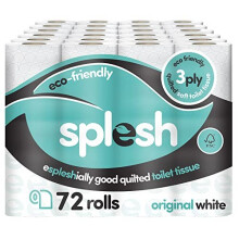 Splesh by Cusheen Toilet Roll Bulk Buy (72 Toilet Rolls) - Eco-Friendly, Soft & Quilted 3-Ply Toilet Paper, Made from Sustainably Sourced Pulp