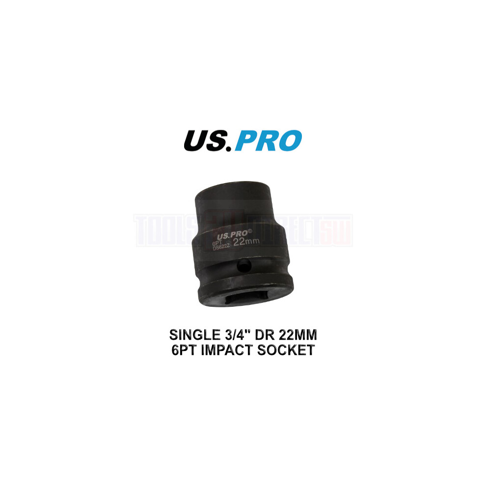 US PRO Tools Single 3/4" DR 22mm 6 Point Impact Socket 3696