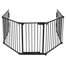 VOUNOT 5 Panel Metal Fire Guard, Dog Pet Cat Barrier Indoor, Extra Wide Fireplace Fence, Hearth Gate, 300 cm, Black