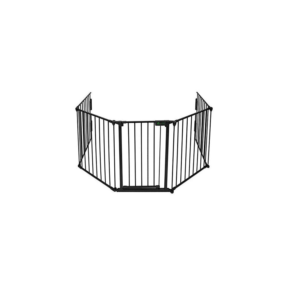 VOUNOT 5 Panel Metal Fire Guard, Dog Pet Cat Barrier Indoor, Extra Wide Fireplace Fence, Hearth Gate, 300 cm, Black