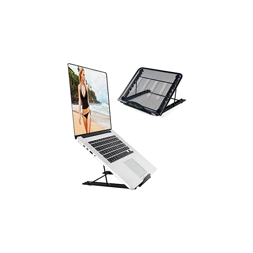 Btl-006- Bautangle Adjustable Laptop Stand (10-15.6") - Portable, Sturdy Riser For Macbook/Notebook, Ergonomic Angles Black 734172845335