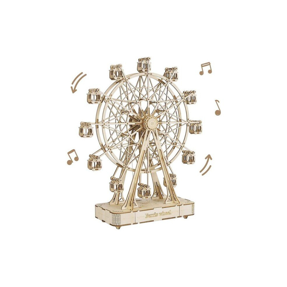 Robotime DIY Rotatable 3d Wooden Puzzle Music Box Ferris Wheel