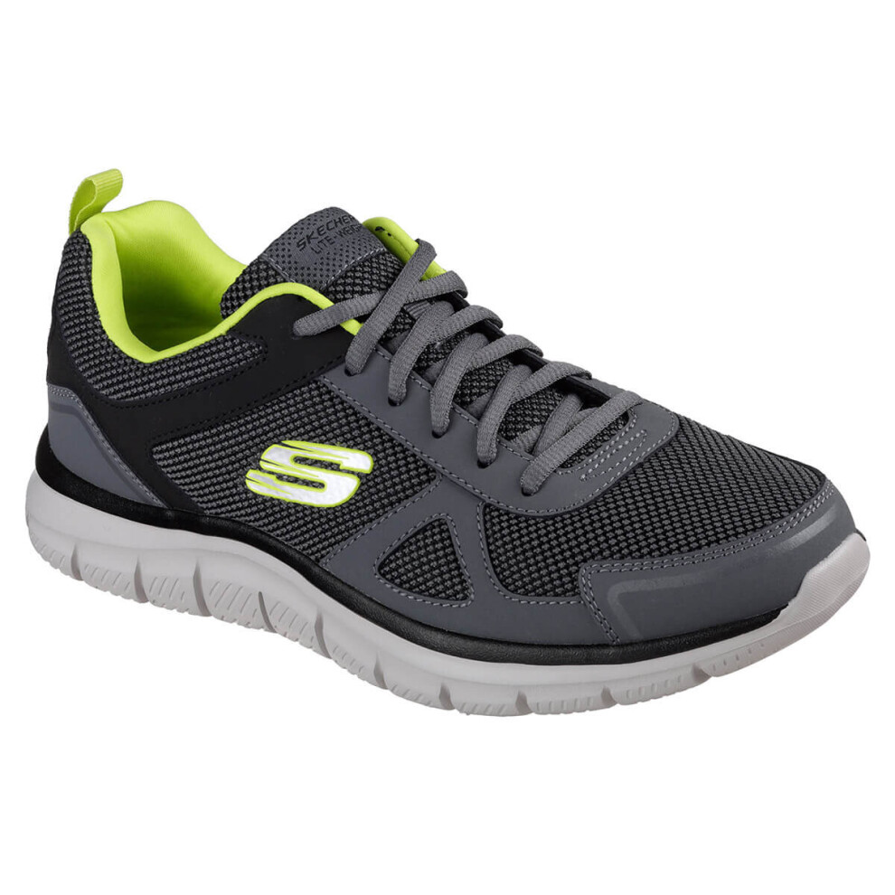 (UK 7, Charcoalcoal/Lime) Skechers Mens 2022 Track Light Sport Training Leather Mesh Trainers