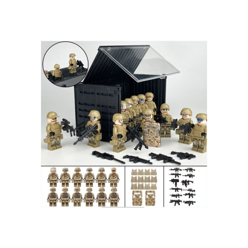 (D) Military Building Block Set Container Combat Command Black Panther Attack Building Blocks Assembled Minifigure Toys