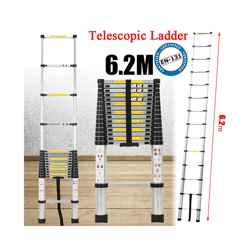 6.2M Multi-Purpose Aluminium Telescopic Ladder Extendable Step Ladder