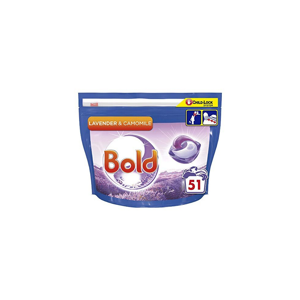 Bold All-In-1 Pods Washing Liquid Laundry Detergent Tablets/Capsules, 51 Washes, Lavender And Camomile Purple