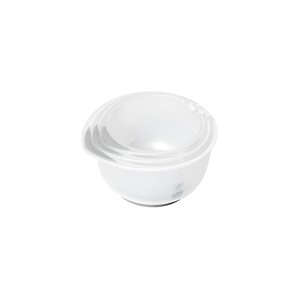 Chef Aid Contain 3 Mixing Bowls, Non-Slip Base, Soft Grip Handle, Microwave And Dishwasher Safe, 1.5 Litre, 2 Litre, 2.5 Litre, Compact, Stackable,