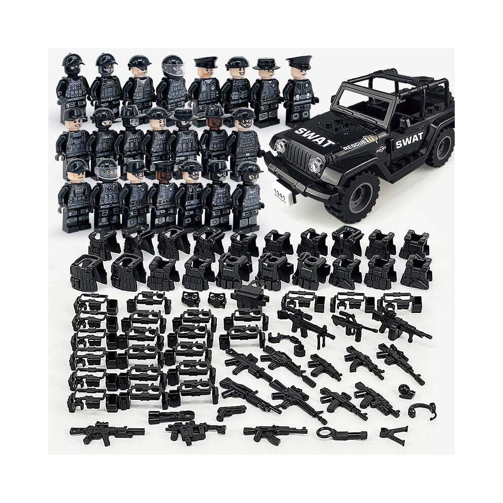 ATIN Mini Military Building Blocks Army Soldier Toys,Swat Car and Police Military Mini figures Sets, Mini Figure Package compatible set,for Boys Girls