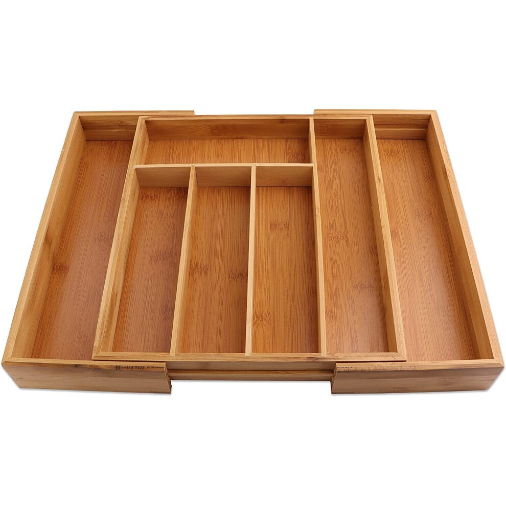 7 Compartment Home Bamboo Cutlery Tray for Drawer and Utensils Holder