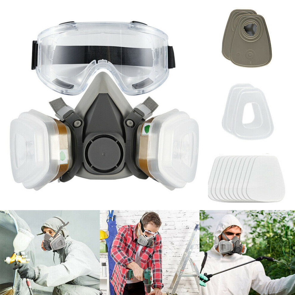 Half Face Mask with Goggle, Chemicals Painting Spraying Gas Respirator