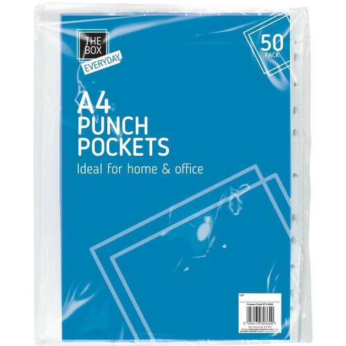 100 X A4 PLASTIC PUNCH  POCKETS 30 MICRON FOLDER FILING WALLET SLEEVES 2