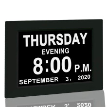 (7 Inch, Black) Digital Alarm Clock Dementia Elder Christmas Gifts
