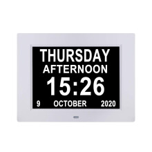 (8 Inch, White) Digital Alarm Clock Dementia Elder Christmas Gifts