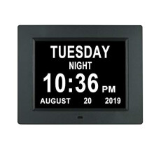 (8 Inch, Black) Digital Alarm Clock Dementia Elder Christmas Gifts