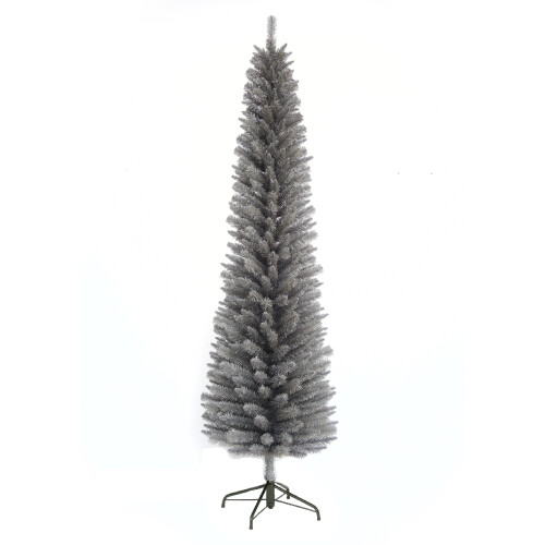 Snow Time Snowtime 244cm / 8ft Wrapped Pencil Pine Grey Christmas Tree with 460 Tips