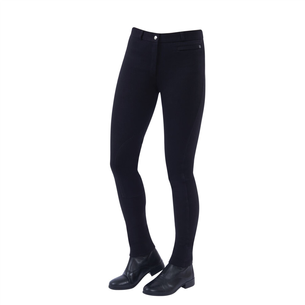 (Black, Ladies 10/28 Inch) Dublin Supa-Fit Zip Up Knee Patch Jodhpurs