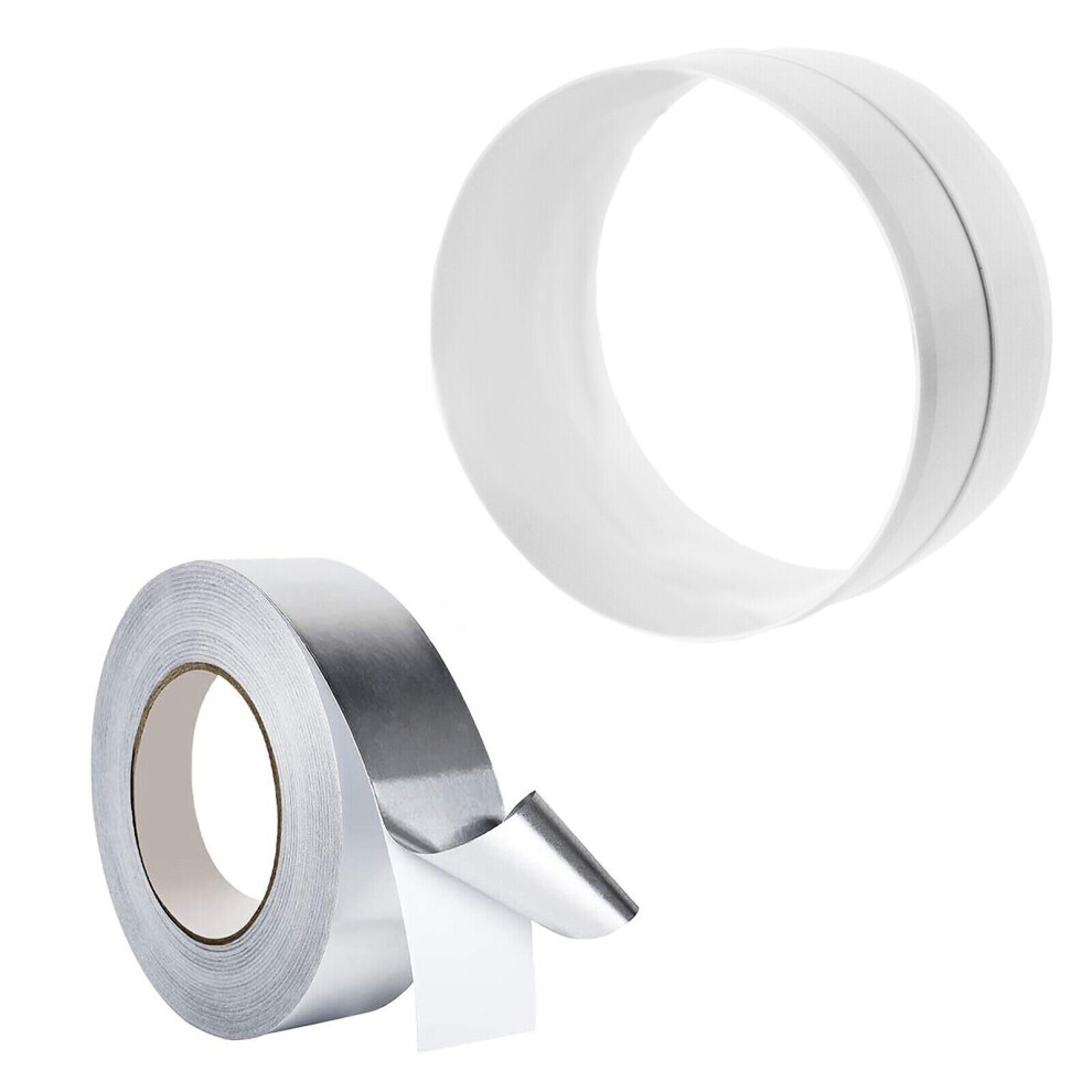 Spares2go Cooker Hood Vent Connector Kit (5" Extension Hose Adaptor + 45M Aluminium Foil Tape)