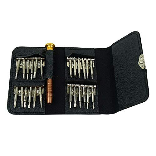 25 Set Mini Screwdriver Set Kit Bits Multi Small Precision Hex Torx Star Repair Tool Leather Case for Mobile Phone, PC Laptop, Watch, Computers, 1