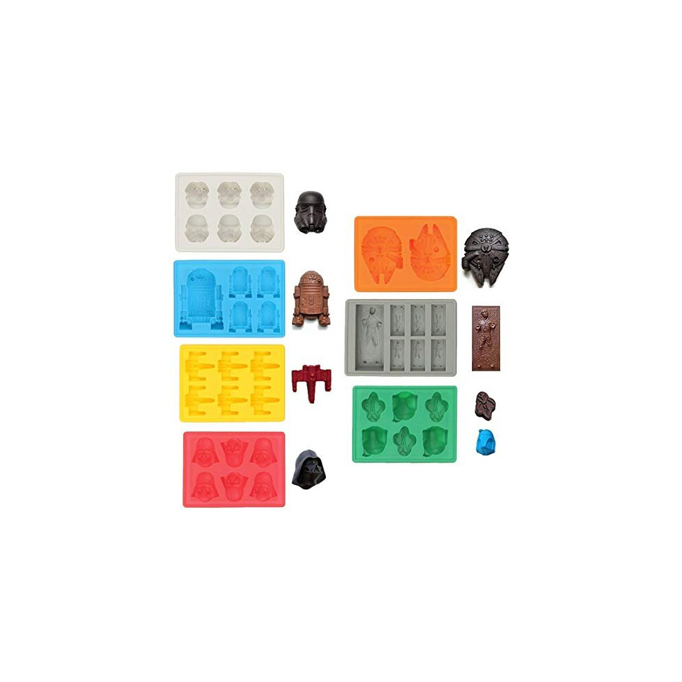 Sunerly Silicone Ice Tray Moulds in Star Wars Character Shapes, Ideal for Chocolate, Ice Cubes Trays, Jelly, Sweets, Desserts, Baking Soap and Ca
