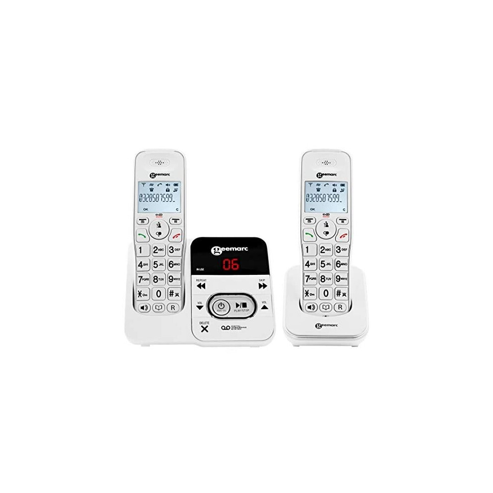 Geemarc Amplidect 295-2 Amplified (30Db) Cordless Twin Pack Telephones - Answering Machine & Caller Id - Phone For The Hard Of Hearing With Loud 804859439611