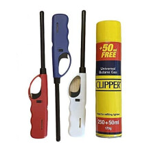 ASPIRE UK 3x lrg bbq Lighters Refillable Safety Gas Candle Fire BBQ Lighter & Clipper Gas Fuel Lighter Refill