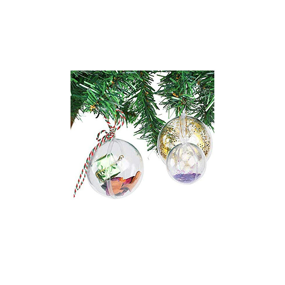 Uten 20x Christmas Tree Baubles Decorations Clear Round Glass Fillable Plastic Craft Balls Ornaments (5cm)