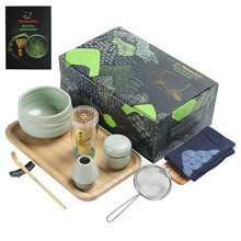 TEANAGOO Japanese Tea Set, Matcha Whisk Set, Matcha Bowl Bamboo Matcha Whisk (Chasen), Scoop (chashaku), Matcha Whisk Holder, Tea Making Kit. O6,