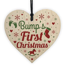 RED OCEAN Bumps First Christmas Heart Decoration Wooden Christmas Tree Baubles Mum To Be 1st Xmas Bump Tree Decoration Handmade Plaque 2018 Baubl