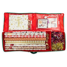 DSL Large Christmas Wrapping & Decoration Storage Bag - Gift Wrap Organizer & Storage Bag for Wrapping Paper, Bags, and Cards - Features Interior