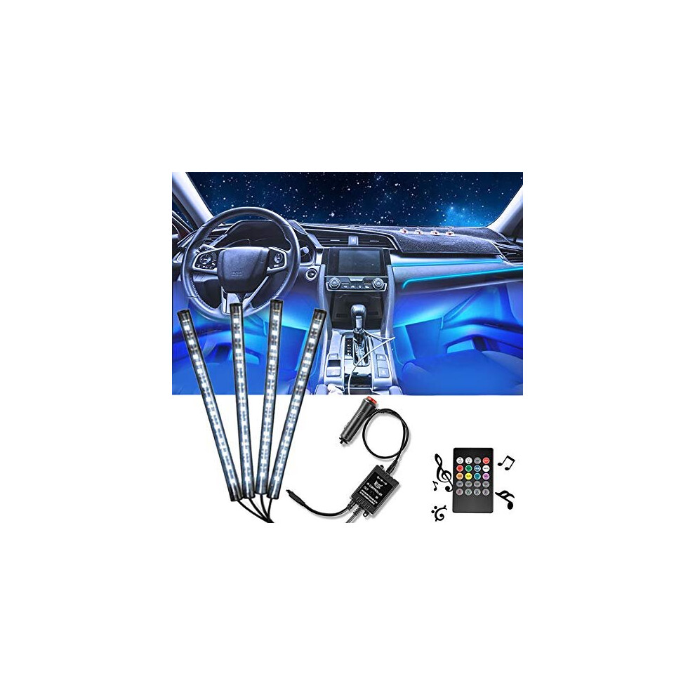 Nicetai Interior Car Lights 4pcs 48 LED DC 12V Multicolor Music RGB Car Led Strip Lights Under Dash Atmosphere Lighting Kit with Sound Active Fun-image-OPC-P9SDY7M-NEW