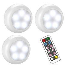 BLS AA-1035 Led Puck Lights with Remote Control, Wireless Dimmable Stick On Lights, 3 AA Battery Operated, Push Lights, Cupboards, Under Cabinet