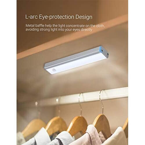 2 Pack Automatic Wardrobe Lights,24 LED Wireless Under Cupboard Light, Two Modes Motion Kitchen Cabinet Lighting, Rechargeable Lights with Eye-pr 2