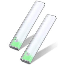 2 Pack Automatic Wardrobe Lights,24 LED Wireless Under Cupboard Light, Two Modes Motion Kitchen Cabinet Lighting, Rechargeable Lights with Eye-pr