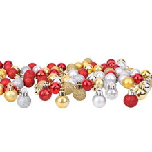 Toyland Set Of 96 Mini Christmas Baubles 32 Red 32 Silver & 32 Gold Baubles 2.5cm (25mm)