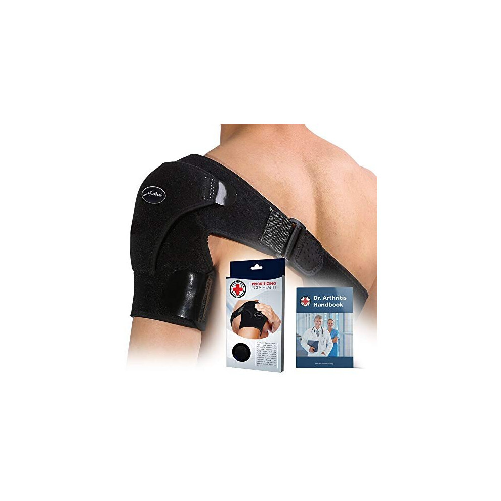 Dr. Arthritis Doctor Developed Shoulder Support/Shoulder Strap / Shoulder Brace & Handbook (Black)