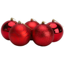 5-100mm Large Baubles - Shiny, Matte & Glitter Design - Christmas Decorations (Red)