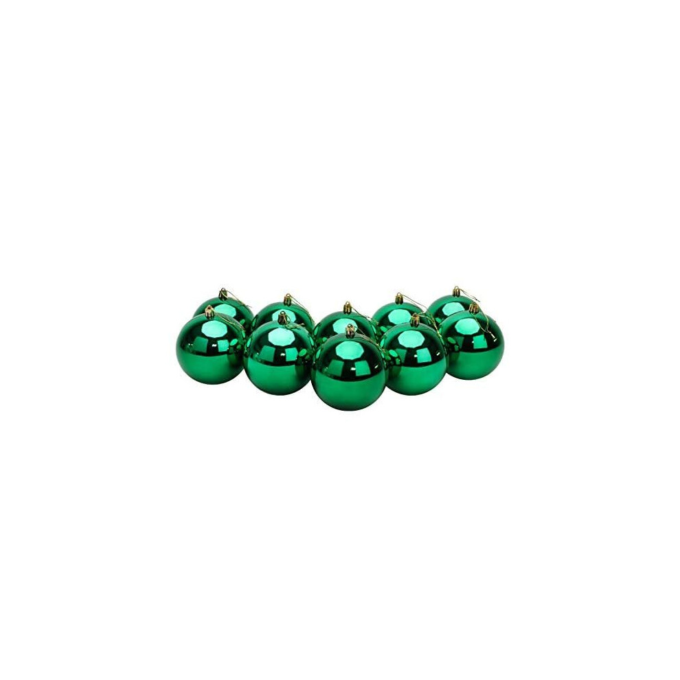 10 Extra Large 100mm Colour Christmas Baubles - Christmas Tree Decorations (Green)