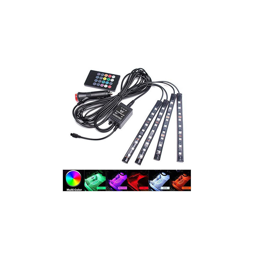 Car Led Strip S 36Leds 4Pcs Car Interior Footwell S Multicolor Music Car Strip Atmosphere Neon S 12V Rgb Underdash Ing Light 796862252618