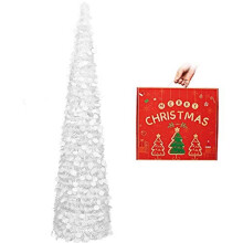 N&T NIETING Christmas Tree, 5ft Collapsible Pop Up White Tinsel Christmas Tree Coastal Christmas Tree for Holiday Xmas, Home Display, Office Deco