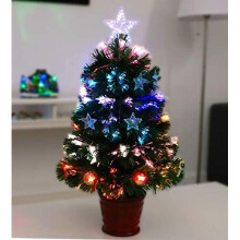 Christmas Concepts 2Ft (60Cm) Green Fibre Optic Christmas Tree With Stars And Baubles And Red Base