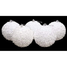 Christmas Concepts Pack of 5 - Extra Large 100mm Christmas Tree Baubles - White Iridescent Sparkle Decorated Baubles