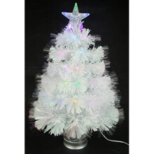 Christmas Concepts 2ft (60cm) White Iridescent PVC Fibre Optic Christmas Tree With Colour Changing LED Lights