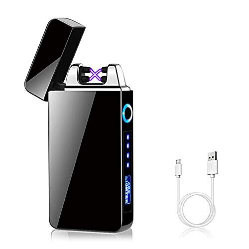 KIPIDA USB Electronic Lighter, Arc Lighter,Touch Screen Electric Lighter LED Dual Arc ARC Lighter with Battery Indicator Windproof Lighter for Me
