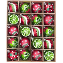 Victor's Workshop 20pcs 6cm Shatterproof Christmas Baubles, Delightful Elf Red Green and White Christmas Ball Ornaments for Christmas Tree Decora