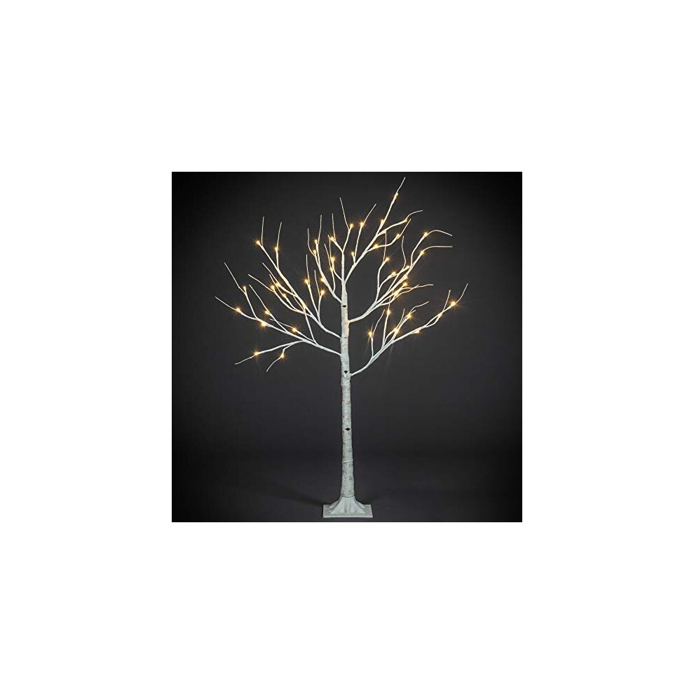 Dawsons Living Christmas Pre-Lit Twig Tree - White Birch Outdoor and Indoor Decorative Festive Tree - LED Lights (125cm / 4 Foot Warm White)