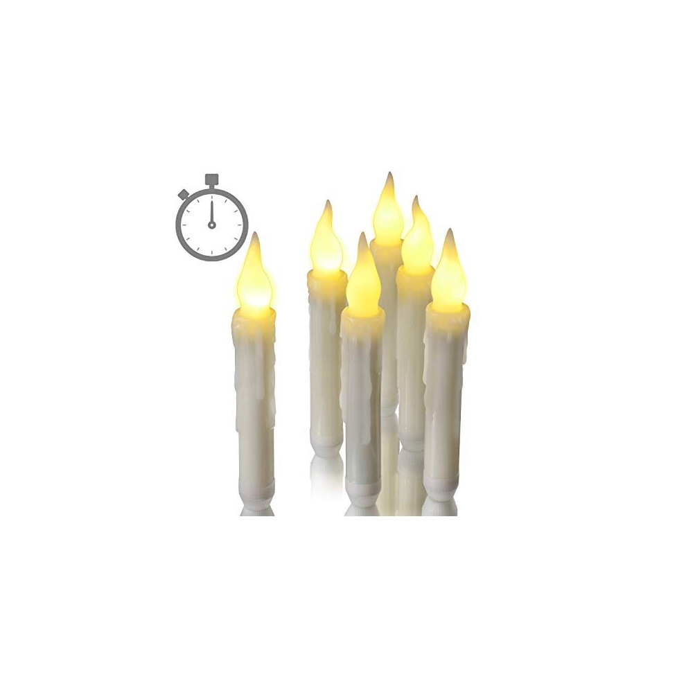 Taper Candles with 6 Hours Timer, Ymenow 6pcs Battery Operated LED Flameless Flickering Window Candle Lights for Wedding Birthday Holiday Festiva