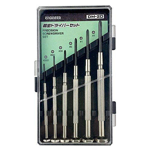 6 Piece Precision Screwdriver Set, Mini Sizes, Phillips (Cross Head) with Custom Hard case. ENGINEER dm-20